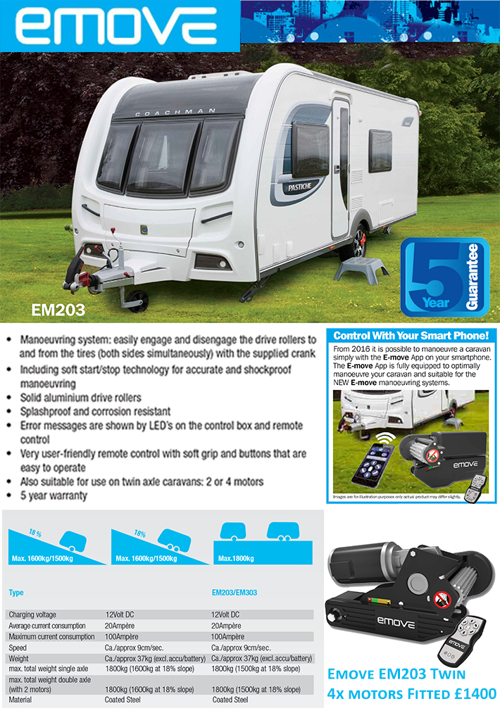 The Emove EM203 4WD twin axe quad motor caravan mover by Leisurewize is a perfect entry level caravan mover for the budget conscious caravanner